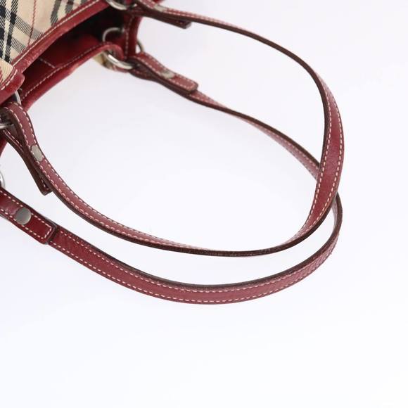 BURBERRY Nova Check Blue Label Tote Bag Nylon Beige Red Auth 49770 - Picture 7 of 16